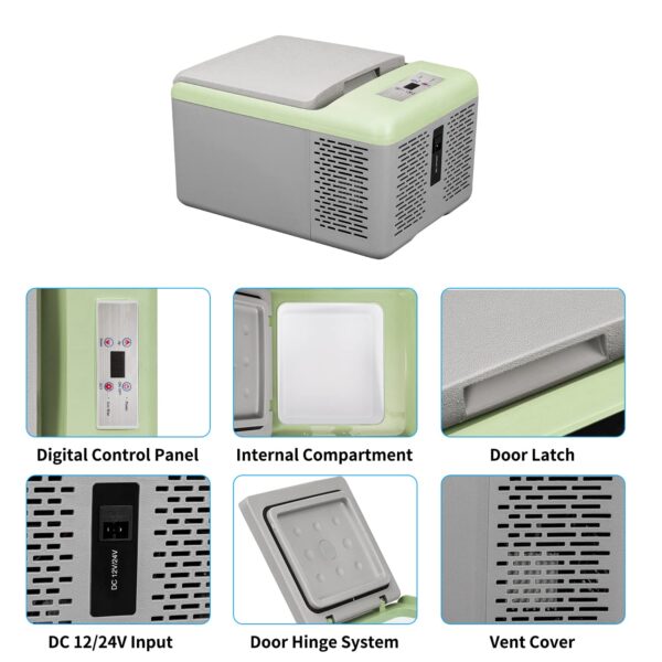 C9PT Mini Portable Freezer, 12 Volt Car Refrigerator, 10 Quart Fast Cooling, with 12/24V DC and 100-240V AC for Outdoor, Camping, RV, Truck, Boat - Image 3