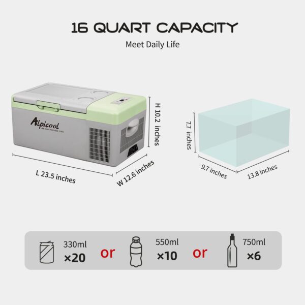 C9PT Mini Portable Freezer, 12 Volt Car Refrigerator, 10 Quart Fast Cooling, with 12/24V DC and 100-240V AC for Outdoor, Camping, RV, Truck, Boat - Image 8
