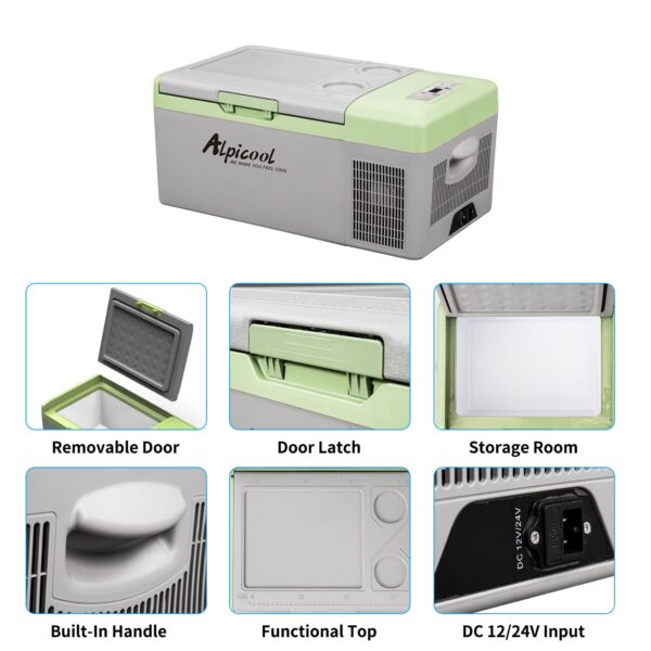 C9PT Mini Portable Freezer, 12 Volt Car Refrigerator, 10 Quart Fast Cooling, with 12/24V DC and 100-240V AC for Outdoor, Camping, RV, Truck, Boat - Image 9