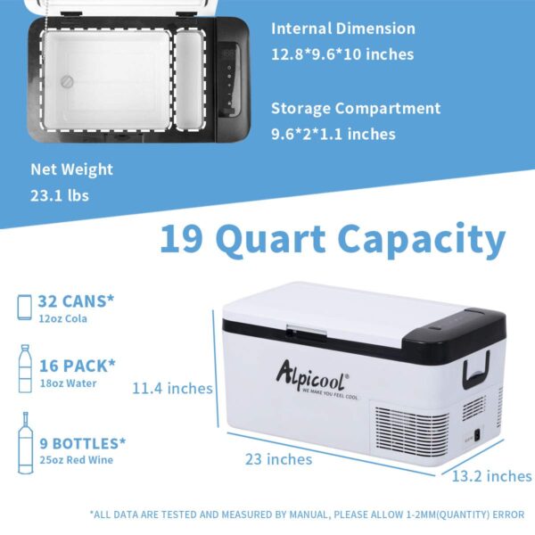P18 Portable Fridge 12 Volt Car Refrigerator 19 Quart Freezer for Fishing, Camping, RV, Truck, Boat-12/24V DC - Image 13