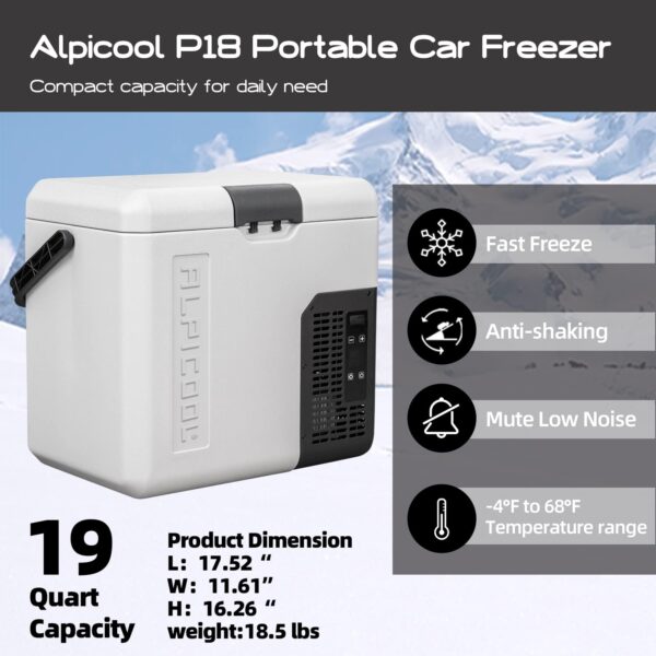 P18 Portable Fridge 12 Volt Car Refrigerator 19 Quart Freezer for Fishing, Camping, RV, Truck, Boat-12/24V DC - Image 18