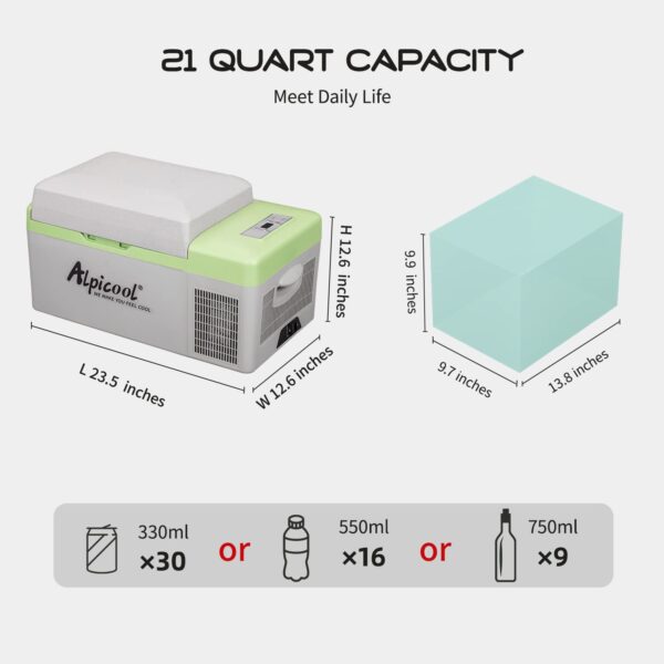 C9PT Mini Portable Freezer, 12 Volt Car Refrigerator, 10 Quart Fast Cooling, with 12/24V DC and 100-240V AC for Outdoor, Camping, RV, Truck, Boat - Image 14