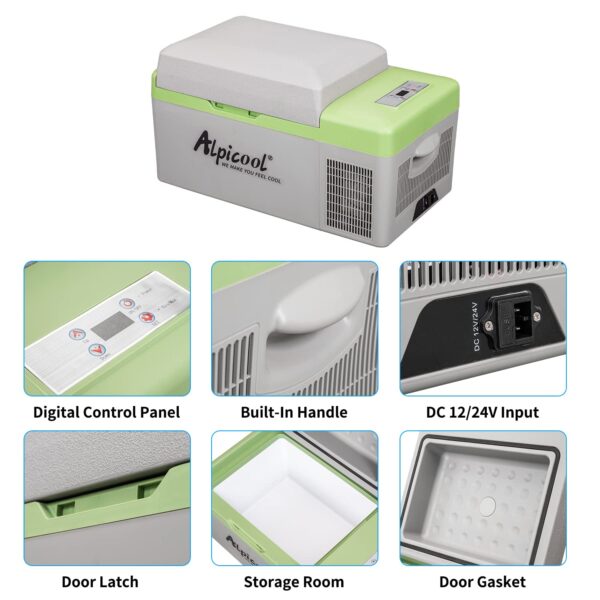 C9PT Mini Portable Freezer, 12 Volt Car Refrigerator, 10 Quart Fast Cooling, with 12/24V DC and 100-240V AC for Outdoor, Camping, RV, Truck, Boat - Image 15