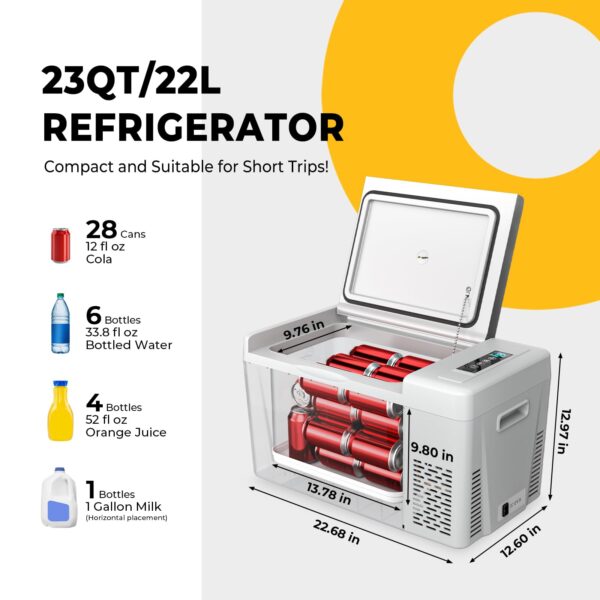12 Volt Refrigerator 12V Car Fridge 30 Quart Portable Freezer Compressor Cooler -7℉~50℉ Compressor Freezer, 12/24V DC 110~240 Volt AC, for Truck RV SUV - Image 4