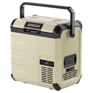 D18 12 Volt Car Refrigerator, Portable Freezer 19Qt/18L Battery & Solar Powered Cooler 25W, -4~50℉, 12/24V DC, 110~240V AC, Electric Cooler Ideal for Road Trips, Camping (Battery Not Included)